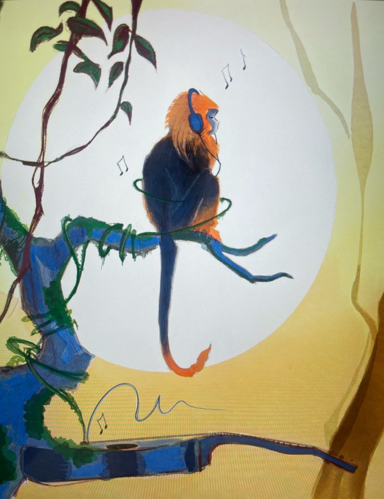 A tamarin escaping the buzz and listening to the sick new track about to be released